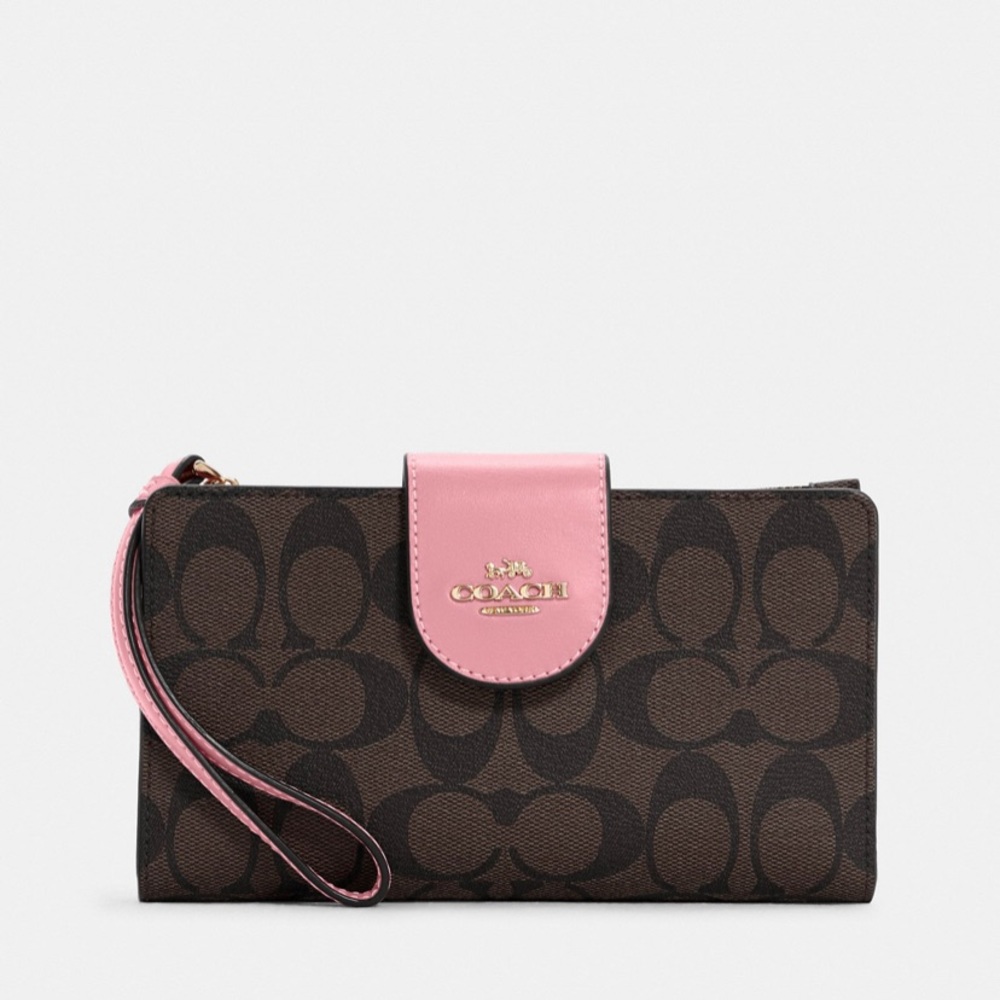 Tech Phone wallet in Colorblock Signature Canvas